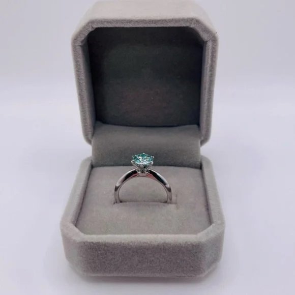 1ct Lab Created Blue Diamon Ring - Picture 8 of 9